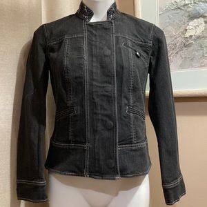 SIGRID OLSEN Embellished Collar Denim Jacket